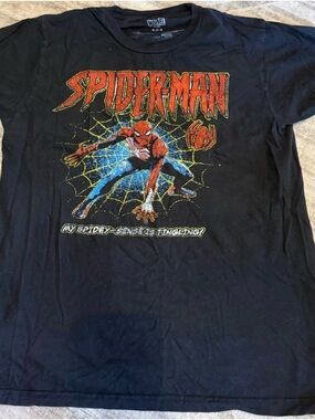 Marvel Black Crew Tee with White Logo Print